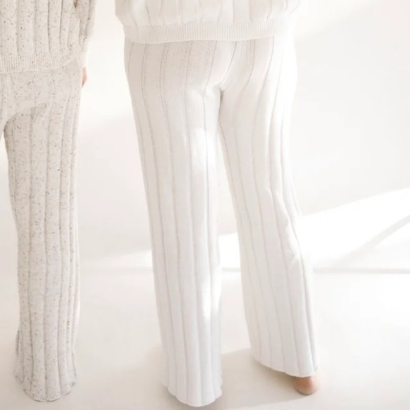 OATS Women's Wide Ribbed Knit Pant white 100 cotton - Picture 4 of 14